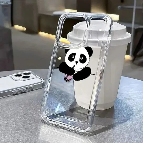 Cute Panda Sip Clear Acrylic Case