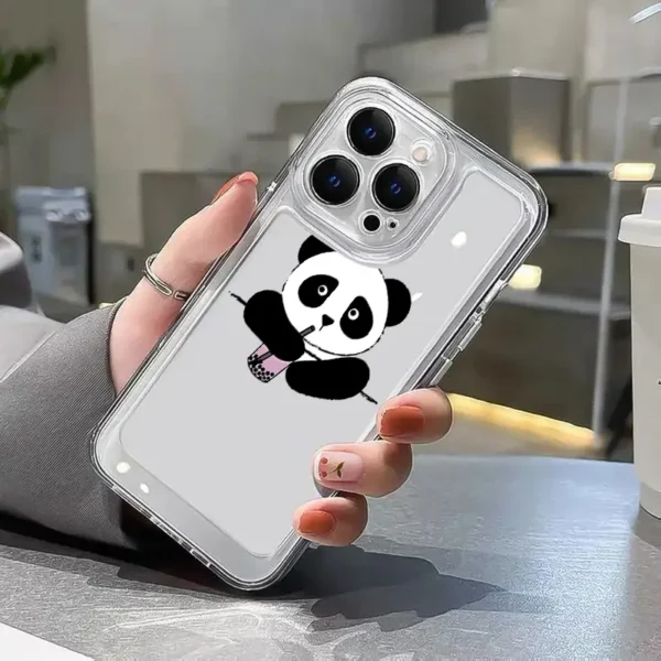 Cute Panda Sip Clear Acrylic Case - Image 2